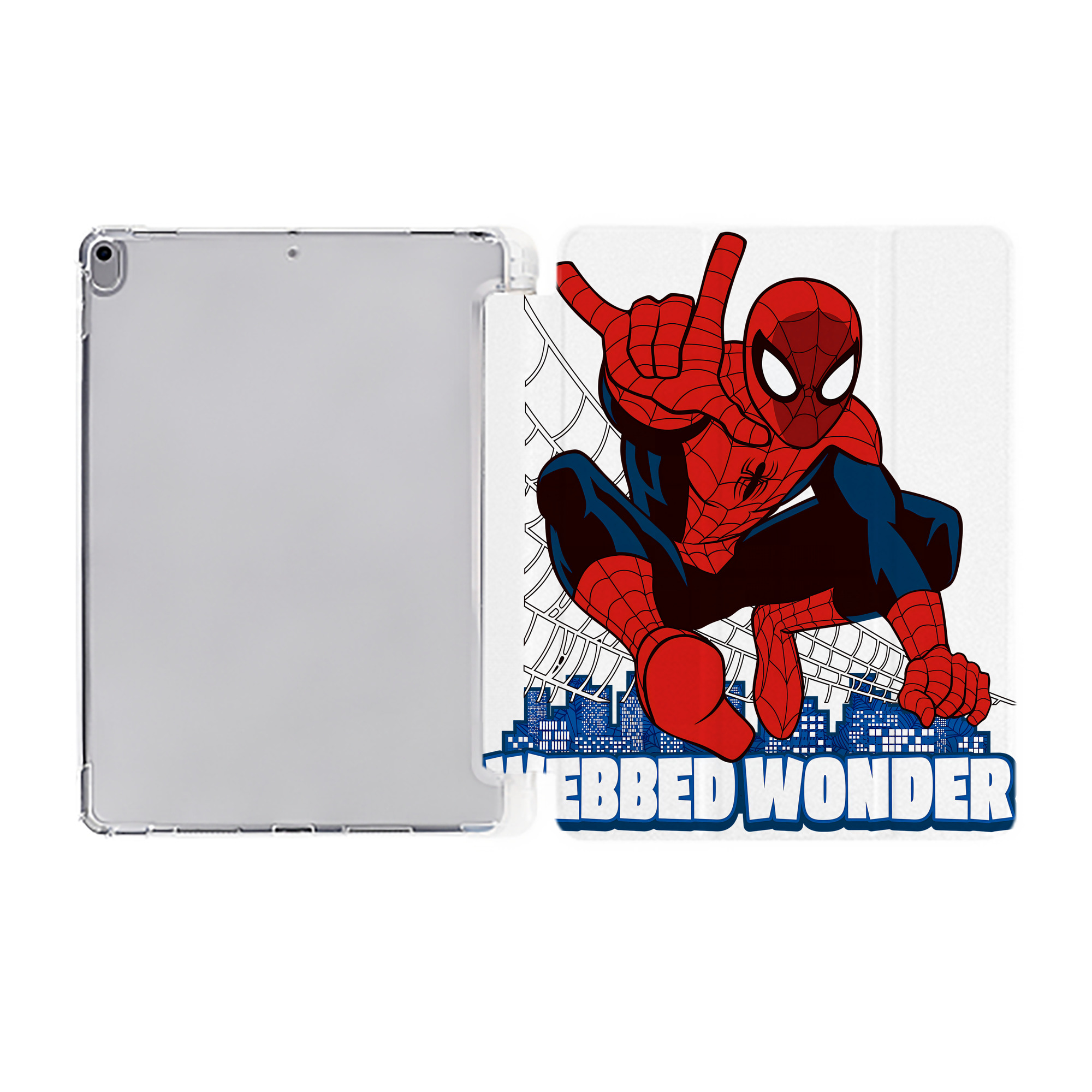 （画像用） Spider Man スパイダーマン IPad ケース ペン収納付き 三つ折りスタンド PUレザー×シリコン 対応機種9.5/10.5/10.9インチ